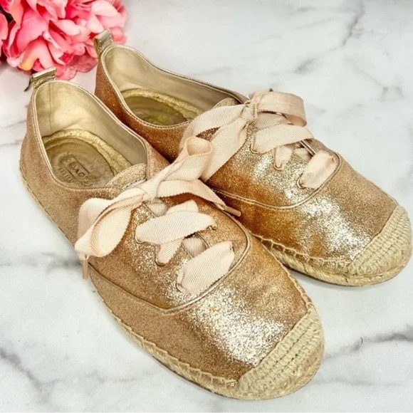 Coach Shoes - Coach Ramira Glitter Rose Gold Laceup Espadrilles 8.5